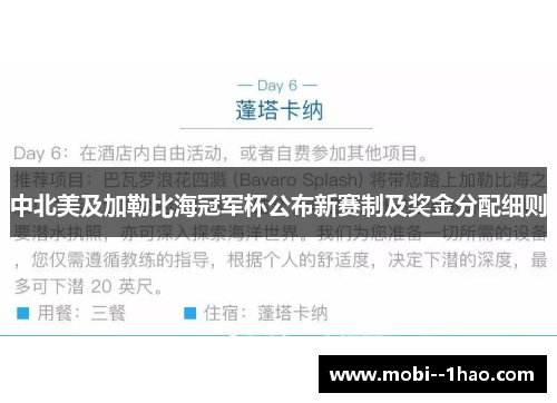 中北美及加勒比海冠军杯公布新赛制及奖金分配细则
